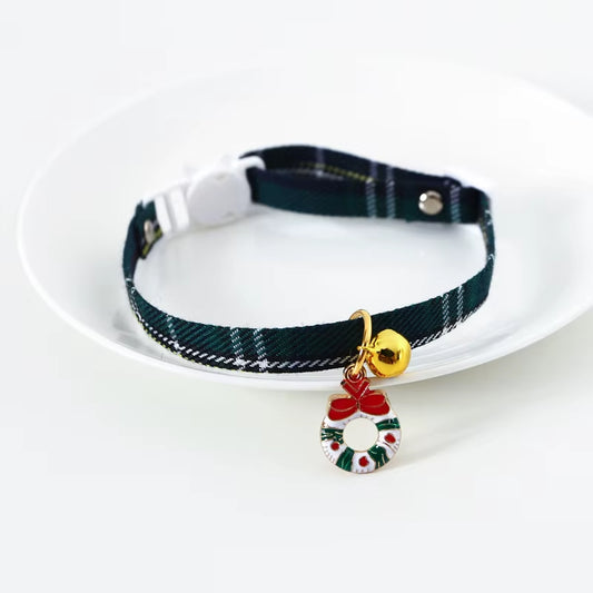 Christmas Holiday Cat Collar Adjustable Neck Strap Puppy Kitten Chihuahua Collars with Pendant Pets Rabbit Necklace Supplies